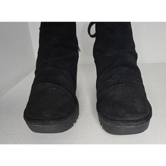 Fly London Yama Suede Lace Up Wedge Ankle Boots Black Women EU 39 US 8-8.5 - Picture 3 of 11